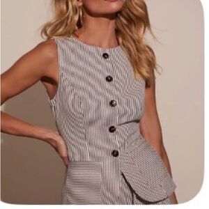 Sleeveless Black & White Striped set